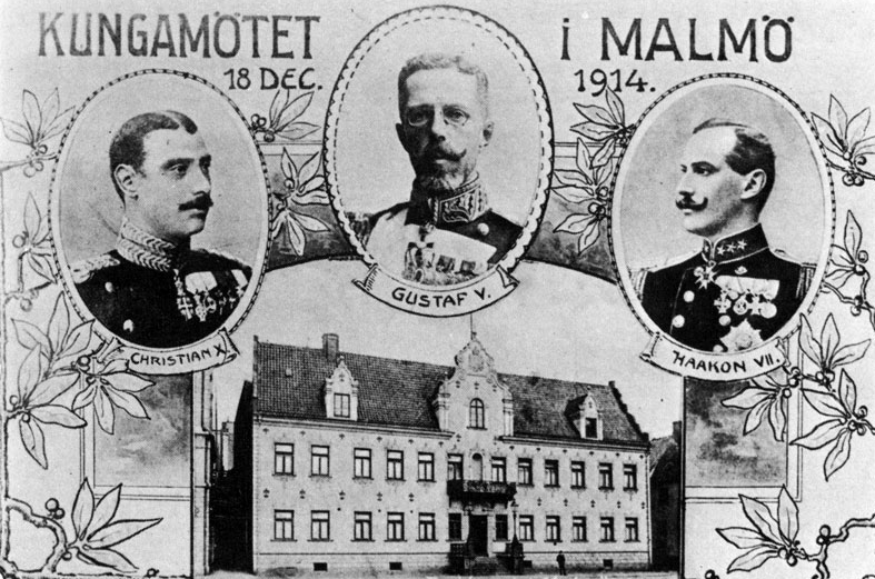 Rencontre de Gustave V de Suède, de Christian X de Danemark et de Charles de Danemark à Malmô